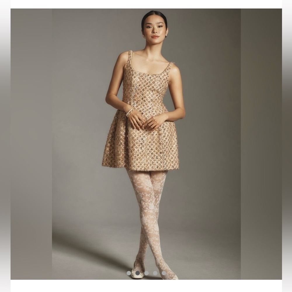 MAEVE TWEED FIT & FLARE MINI DRESS